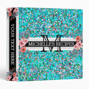 Multicolor Modern Grit Glitter Monogram #6 3 Ring Binder