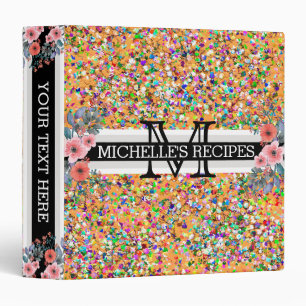 Multicolor Modern Grit Glitter Monogram #8 Binder