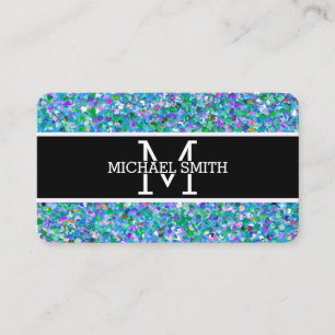 Multicolor Modern Grit Glitter Monogram #8 Business Card