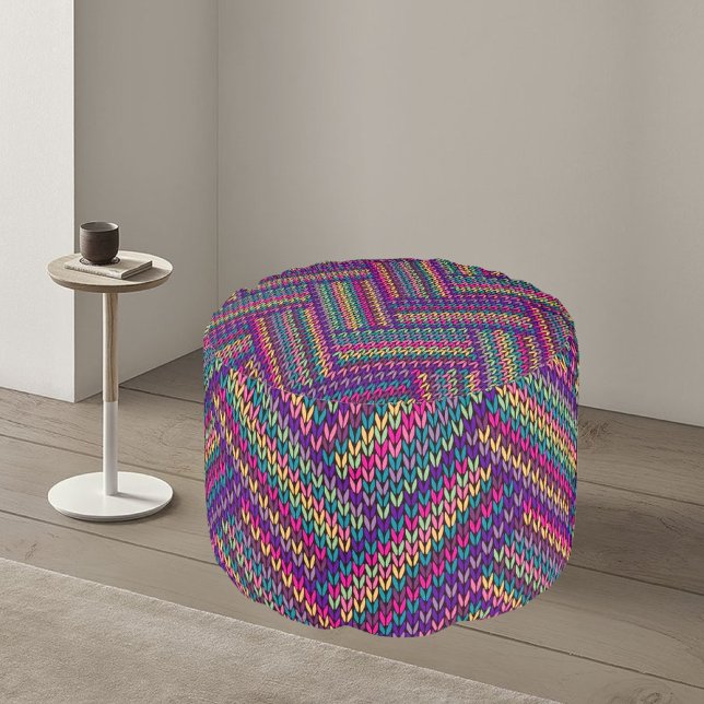 Multicolor Modern Knitted, Treko Pattern  Pouf (Creator Uploaded)