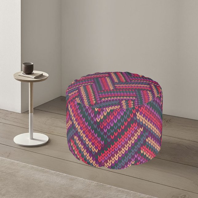 Multicolor Modern Knitted, Treko Pattern  Pouf (Creator Uploaded)
