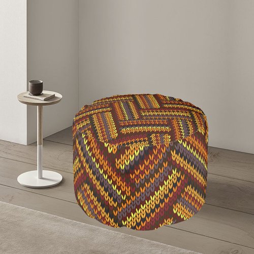 Multicolor Modern Knitted Treko Pattern  Pouf