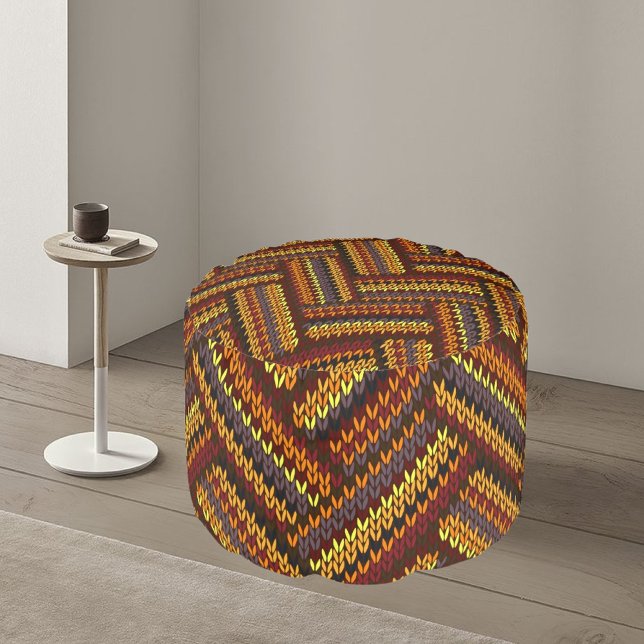 Multicolor Modern Knitted, Treko Pattern  Pouf (Creator Uploaded)
