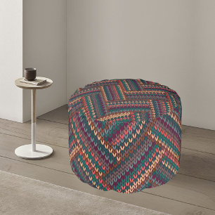 Multicolor Modern Knitted, Treko Pattern Pouf