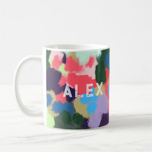 Multicolor Modern Personalized Name Blue Green Coffee Mug