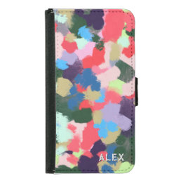 Multicolor Modern Personalized Name Blue Green Samsung Galaxy S5 Wallet Case