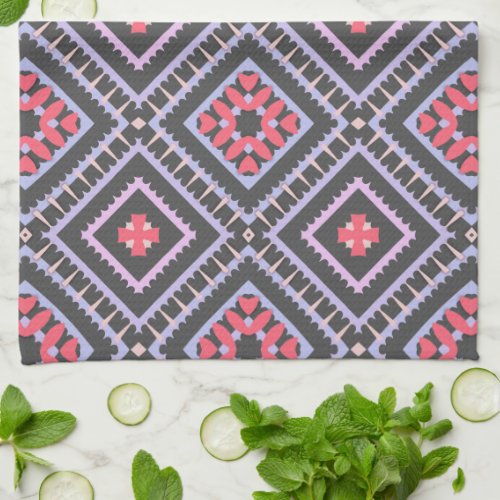 Multicolor Mosaic Boho Ethnic Geometric Pattern  Kitchen Towel