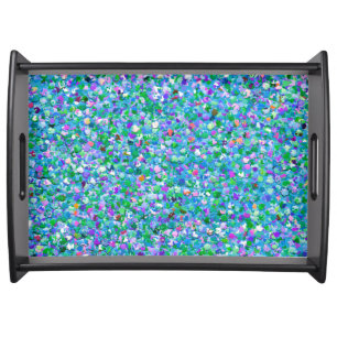 Multicolor Mosaic Modern Grit Glitter #2 Serving Tray