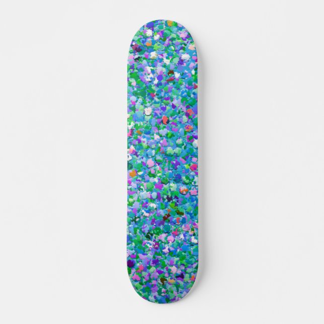 Multicolor Mosaic Modern Grit Glitter #2 Skateboard (Front)
