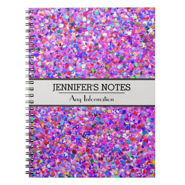 Multicolor Mosaic Modern Grit Glitter #3 Notebook (Front)