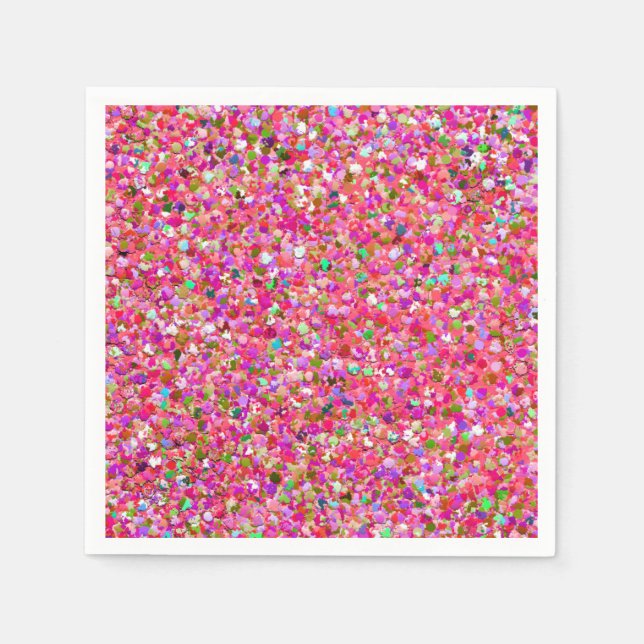Multicolor Mosaic Modern Grit Glitter #4 Napkins (Front)