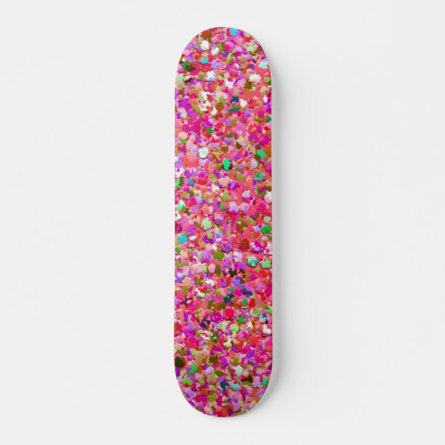 Multicolor Mosaic Modern Grit Glitter #4 Skateboard Deck (Front)