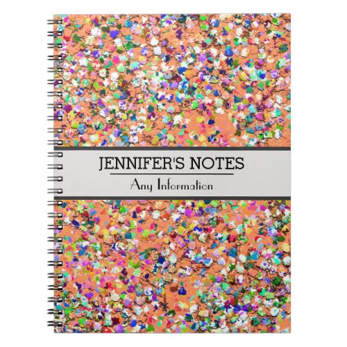 Multicolor Mosaic Modern Grit Glitter 5 Notebook