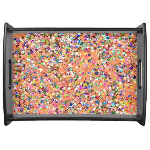 Multicolor Mosaic Modern Grit Glitter #5 Serving Tray