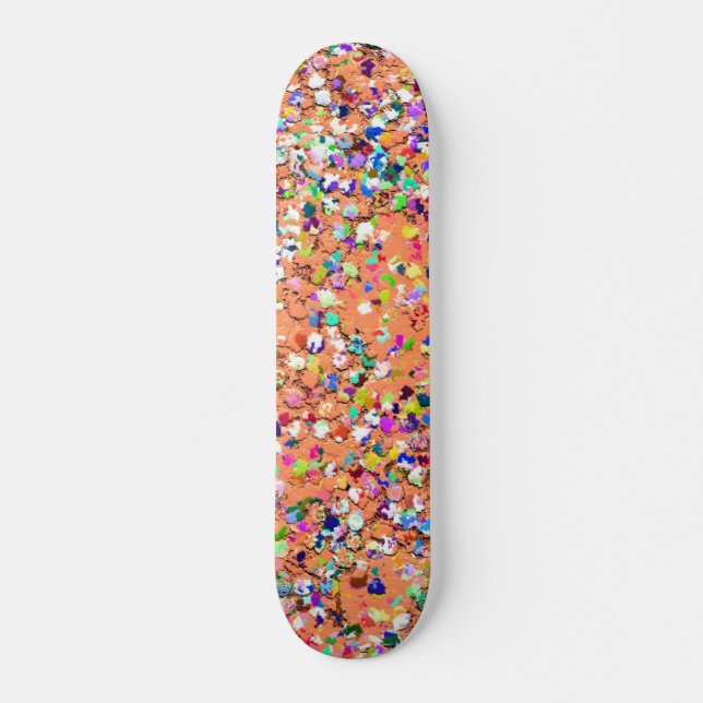 Multicolor Mosaic Modern Grit Glitter #5 Skateboard Deck (Front)
