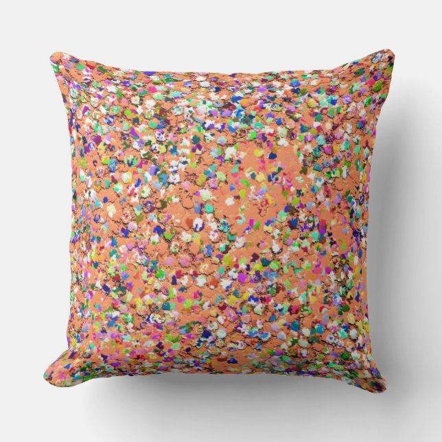 Multicolor Mosaic Modern Grit Glitter #5 Throw Pillow (Front)