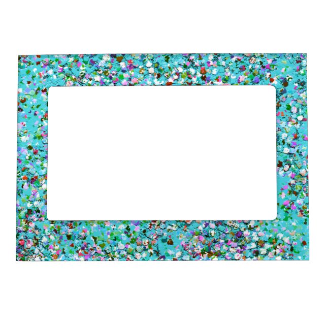 Multicolor Mosaic Modern Grit Glitter #7 Magnetic Photo Frame (Front)
