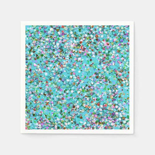 Multicolor Mosaic Modern Grit Glitter 7 Paper Napkins
