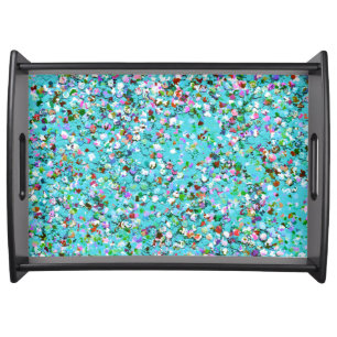 Multicolor Mosaic Modern Grit Glitter #7 Serving Tray