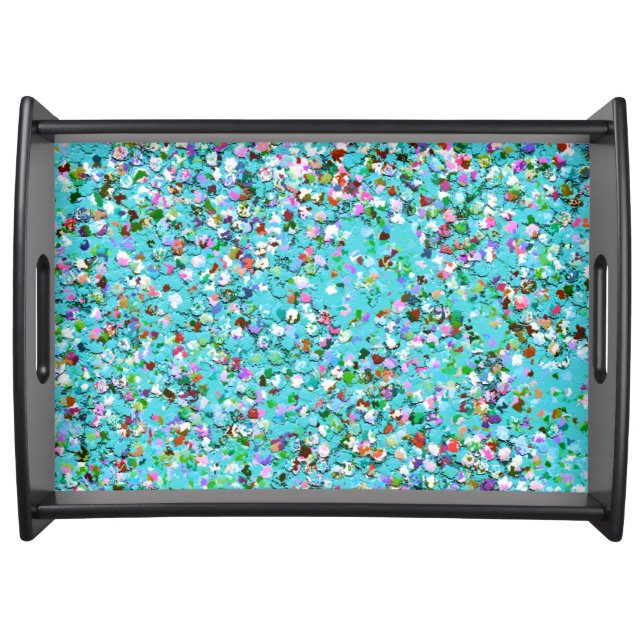 Multicolor Mosaic Modern Grit Glitter #7 Serving Tray (Front)