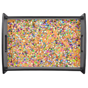 Multicolor Mosaic Modern Grit Glitter #9 Serving Tray
