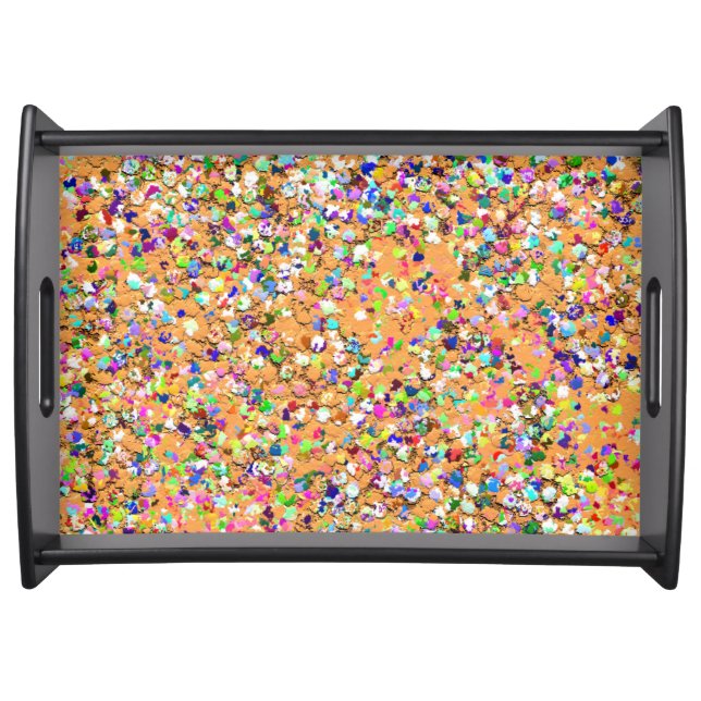 Multicolor Mosaic Modern Grit Glitter #9 Serving Tray (Front)