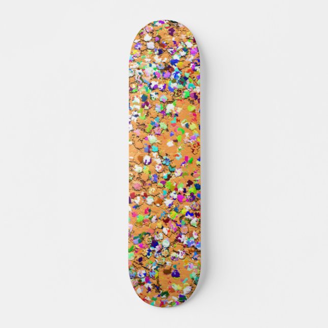 Multicolor Mosaic Modern Grit Glitter #9 Skateboard (Front)