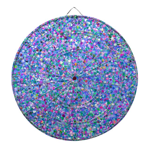 Multicolor Mosaic Modern Grit Glitter Dartboard With Darts (Front)