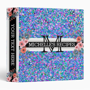 Multicolor Mosaic Modern Grit Glitter Monogram Binder