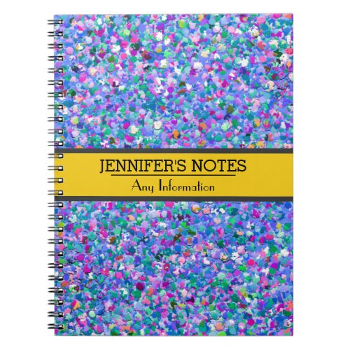 Multicolor Mosaic Modern Grit Glitter Notebook