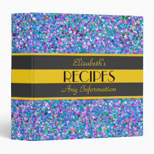 Multicolor Mosaic Modern Grit Glitter Recipes 3 Ring Binder