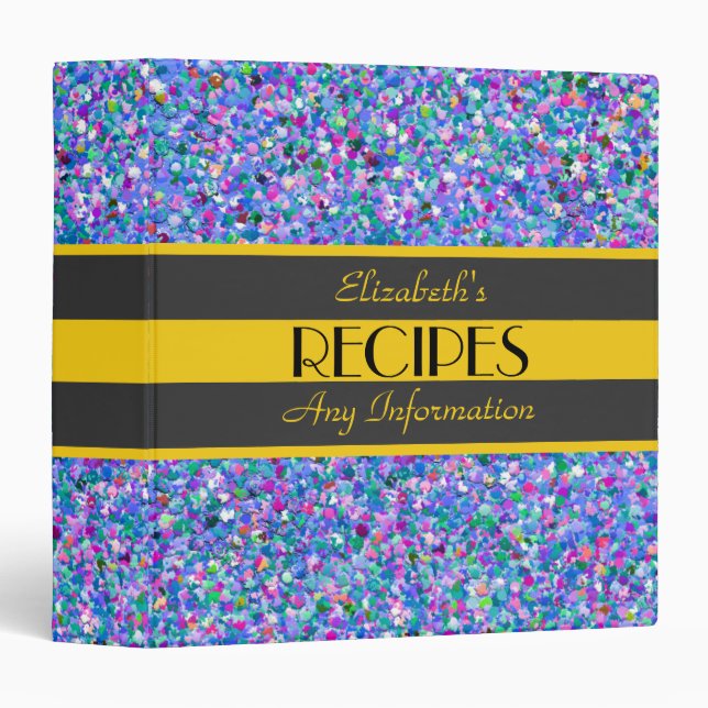 Multicolor Mosaic Modern Grit Glitter Recipes 3 Ring Binder (Front/Spine)