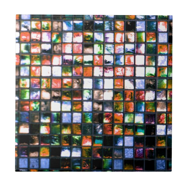 Multicolor Mosaic Squares Ceramic Tile (Front)