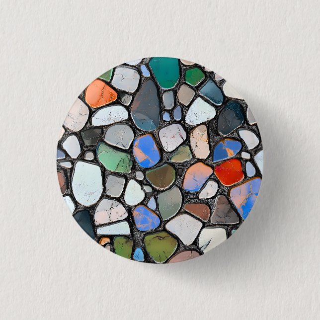 Multicolor Mosaic Stone Pattern Button (Front)