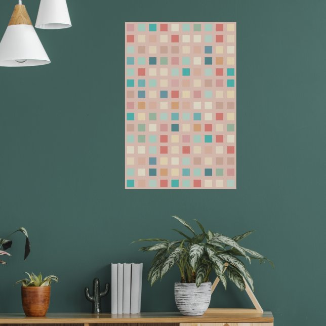Multicolor Muted Squares Pattern Poster (Living Room 1)