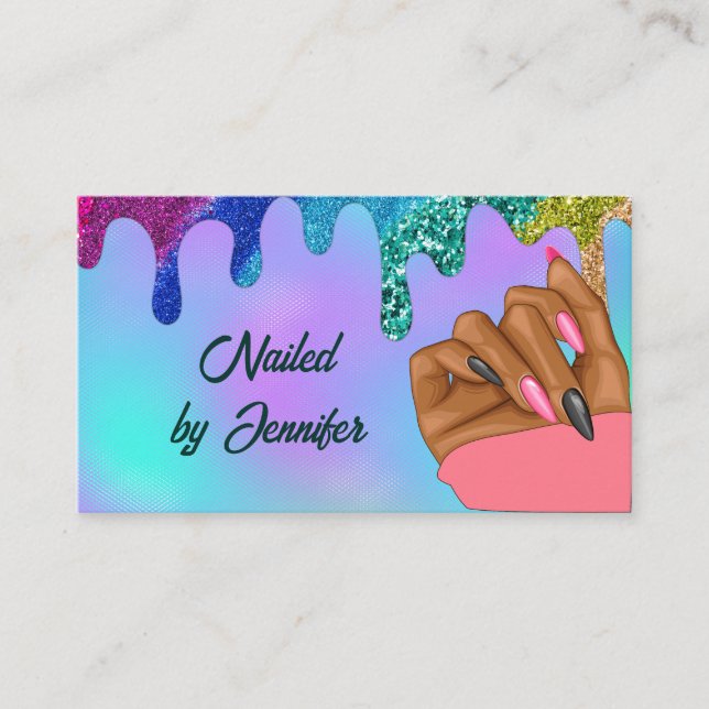 Multicolor Nail Tech Business Card (Front)