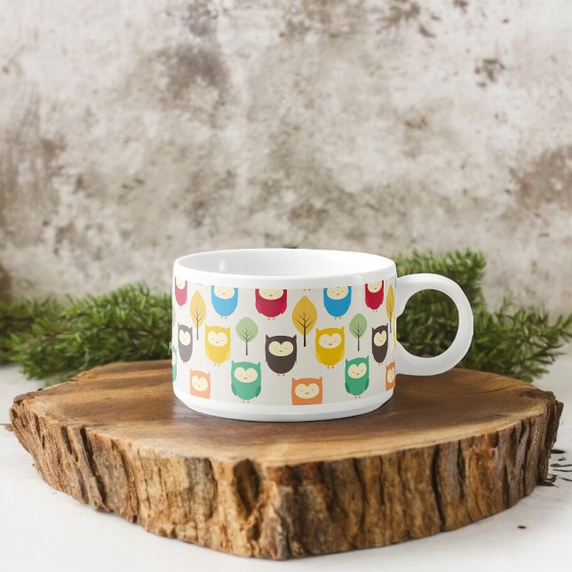 Multicolor Owl Pattern  Bowl (Chili Bowl)