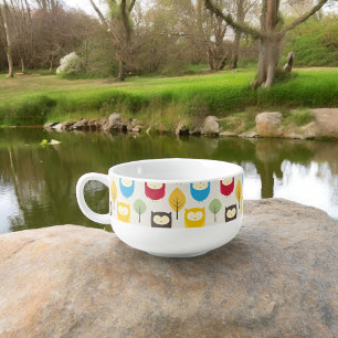 Multicolor Owl Pattern Soup Mug