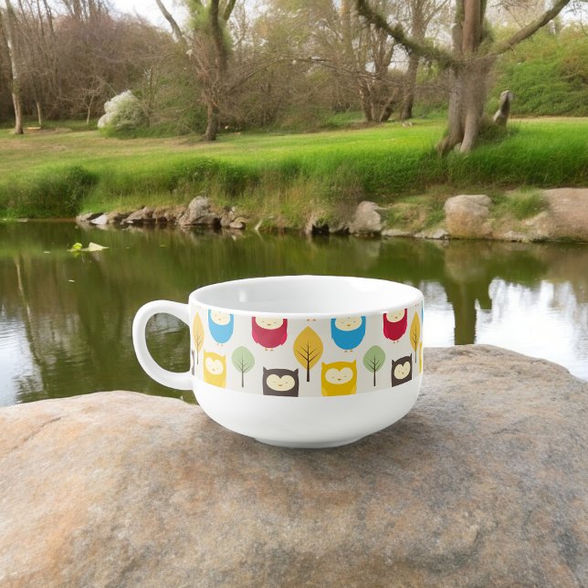 Multicolor Owl Pattern  Soup Mug (Soup Mug)