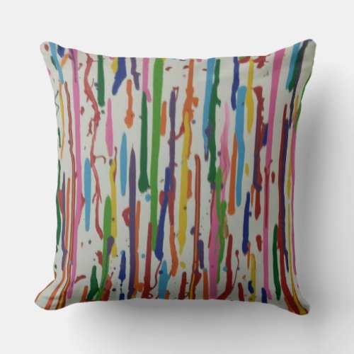 Multicolor Paint Drip Throw Pillow
