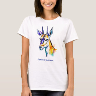 Multicolor Paint Drip Watercolor Gazelle T-Shirt