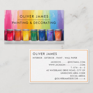 Multicolor paint painter and decorator artist business card