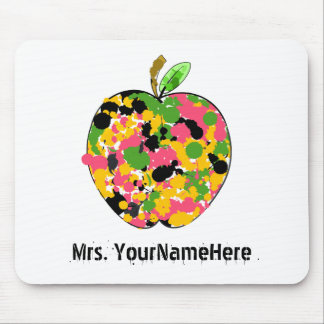 Multicolor Paint Splatter Apple Teacher Mouse Pad
