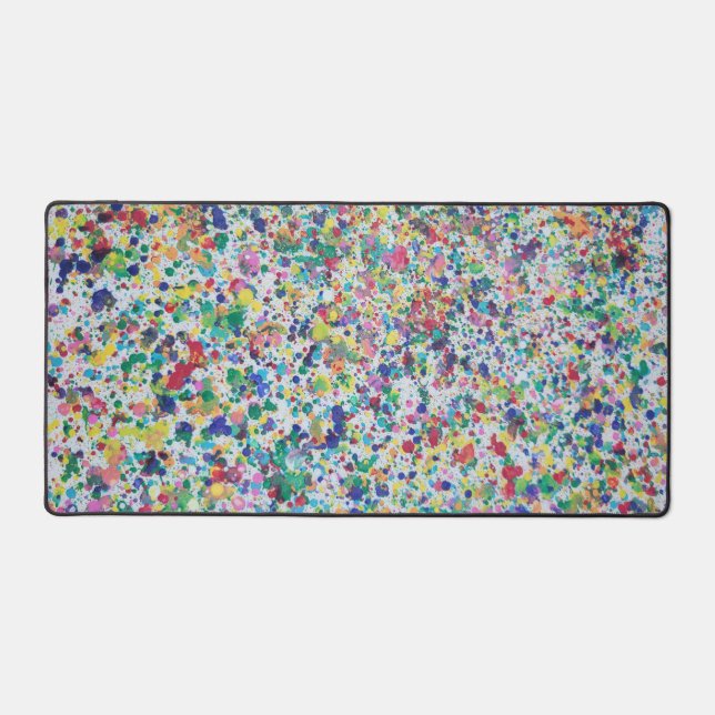 Multicolor Paint splatter Desk Mat (Front)