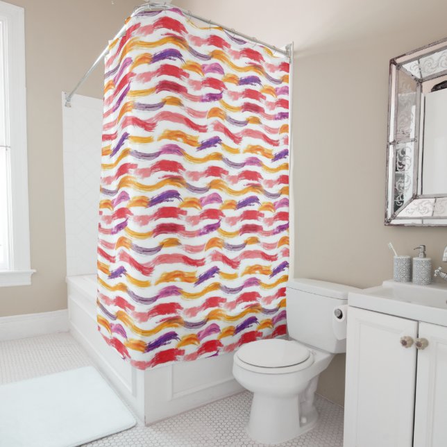 Multicolor paint strokes shower curtain (In Situ)