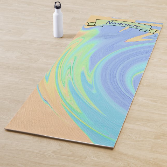 Multicolor Paint Swirl | Text Banner Both Sides Yoga Mat (In Situ)