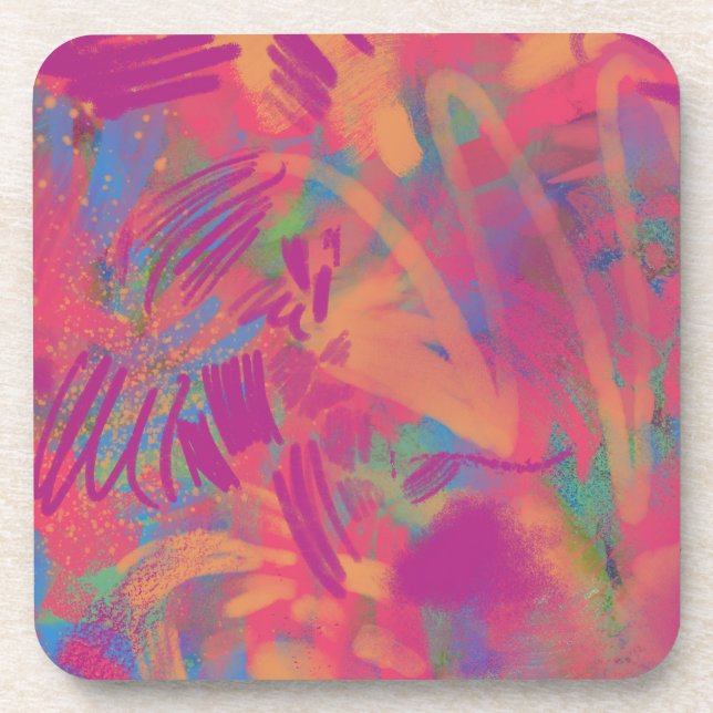 Multicolor Paint Texture Beverage Coaster (Front)