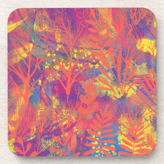 Multicolor Paint Texture Beverage Coaster (Front)