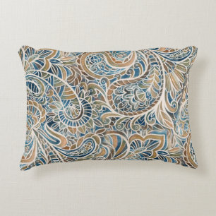 Multicolor Paisley Hand-Drawn Print Accent Pillow