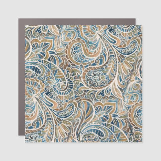 Multicolor Paisley Hand-Drawn Print Car Magnet